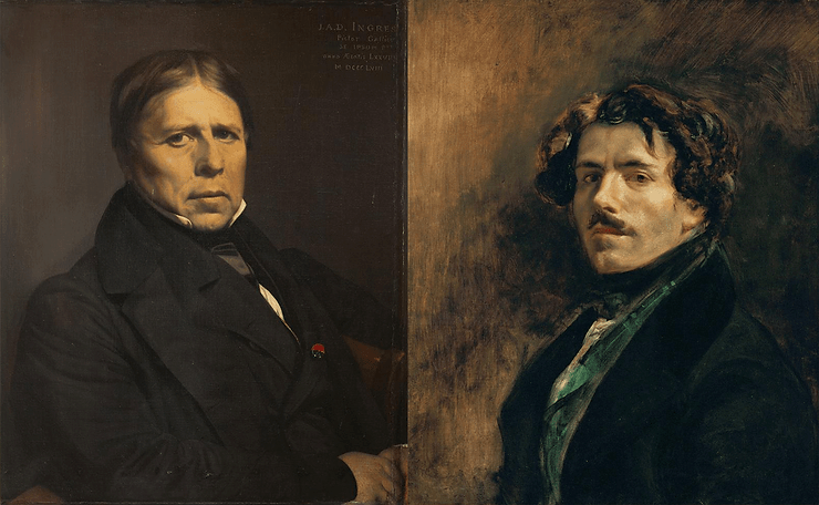 Ingres on the left, Delacroix on the right. Even here, the difference in the styles is visible. Courtesy of Artstor.