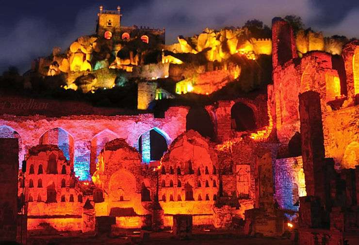 Golconda Fort during the light and sound show, Image credits: Telangana Tourism