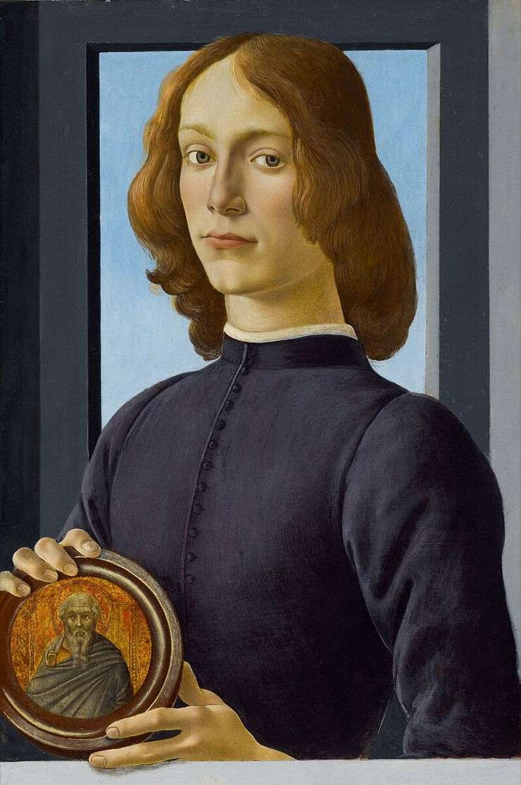 Sandro Botticelli, Portrait of a young man holding a roundel (ca. 1470-80) 